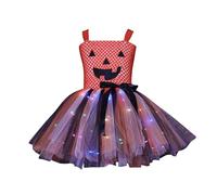 DéGuisement Halloween Fille 7 Ans Robe Tutu d'halloween pour Filles avec lumières LED Tenue de fête Cosplay Citrouille Costume Festif Tout-Petits vêtement Spectacle et Vacances