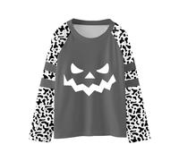 Deguisement Halloween Fille Sweat Manches Longues Léopard Citrouille Lettres Imprimé Décontracté Quotidien Deguisement Fille