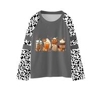Deguisement Halloween Fille Sweat Manches Longues Léopard Citrouille Lettres Imprimé Décontracté Quotidien Deguisement Fille