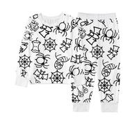 Deguisement Halloween Fille Vampire,Pyjama d'halloween pour Enfants Manches Longues col Rond vêtements de Nuit Confortables Motifs rayés en Noir et pour garçons et Filles (White, 6-7)