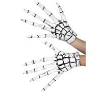 Smiffys Gants faucheur lugubre/squelette, Blanc, Latex