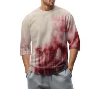 Deguisement Halloween Homme Chaude Stylé T Shirts Léger Vintage Tee Shirt Multicolore Vert Deguisement Original Coloré Sweats Joyeux Horreur T Shirt Costumes(2-Gris Clair,S)