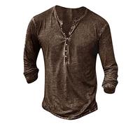 Deguisement Halloween Homme Chemise Homme Manches Longues Col Mao Tee Shirt Homme Vintage Assassin Creed Viking Gothique Steampunk Pirate Medieval Pas Cher Sweat Hauts Militaire Veste Marron XL