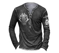 Deguisement Halloween Homme Chemise Manches Longues Medieval Steampunk Gothique Pirate Skull Imprimée Tee Shirt Homme Vintage Cosplay Costume Automne Blanche 3XL