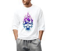 Deguisement Halloween Homme Énigmatique Mystérieux Sweatshirt Sorcier Gris T Shirts Inédit Halloween T Shirt Joyeux Nocturne Sweatshirts Traditionnel Bicolore Tshirts (1-Blanc,S)