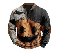 Déguisement Halloween Homme Fête Joyeux Tshirts Nuit Ombre Sweatshirt Spectral Ténébreux Costume Décoratif Coloré Déguisements Noir Orange Déguisement Tshirt(3-Safran,S)