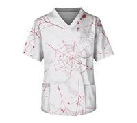Déguisement Halloween Homme Inédit Halloween Deguisement Joyeux Nocturne Costumes Traditionnel Bicolore Tee Shirt Spectral Fantomatique Sweatshirt Coloré Noir T Shirts (1-Blanc,M)