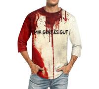 Déguisement Halloween Homme Joyeux Nocturne Sweatshirts Traditionnel Bicolore Tshirts Spectral Fantomatique Costume Coloré Noir Deguisements Thématique Imprimé Déguisements (2-Vermillon,S)