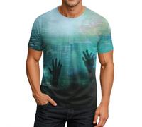 Deguisement Halloween Homme Joyeux Nocturne Tshirt Traditionnel Bicolore Sweats Spectral Fantomatique T-Shirts Coloré Noir Deguisement Thématique Imprimé Costumes Tee (2-Vert,L)
