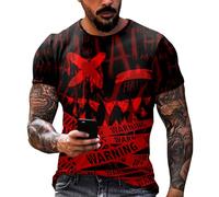 Deguisement Halloween Homme Joyeux Nocturne Tshirts Traditionnel Bicolore Costume Spectral Fantomatique Deguisements Coloré Noir Déguisements Thématique Imprimé Chemise (3-Bordeaux,S)