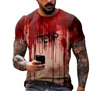 Déguisement Halloween Homme Magique Horreur T-Shirts Énigmatique Mystérieux Deguisement Sorcier Gris Costumes Inédit Halloween Tee Shirt Joyeux Nocturne Sweatshirt (2-Rouge pastèque,S)