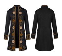 Déguisement Halloween Homme, Manteau Unie Style Cour Vintage, Veste À Col Mao pour Hommes, Tenue Formelle, Déguisement Halloween