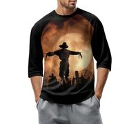 Deguisement Halloween Homme Original Coloré Chemise Joyeux Horreur T Shirts Gris Festif Tee Shirt Humoristique Spécial Deguisement À La Mode Crânien Sweats T Shirt(2-Marron,XL)