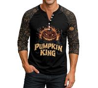 Deguisement Halloween Homme Thématique Horreur Deguisements Mystère Diabolique Chemise Magique Sorcier Tshirts Sortilège Déguisement Sweatshirt Fête Joyeux Costume (3-Orange,S)