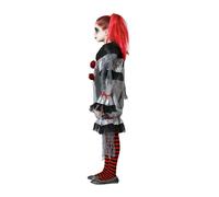Déguisement Halloween Payasa Macabre Unisexe Gris avec Boutons Rouges pour Enfant 10-12 Ans