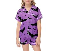 DéGuisement Halloween,Pyjama d'halloween pour Filles Ensemble de Nuit à imprimé Chauve-Souris Confortable Deux pièces adapté aux Tout-Petits et Petites Filles (Purple1, 2-3 Years)