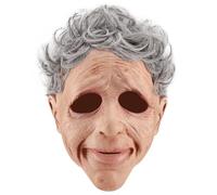 Deguisement Halloween Qui Fait Peur Costume d'halloween Effrayant en Latex pour Vieille Dame, Accessoire de fête Effrayant, Jouet de Cosplay pour Adultes (E-Beige, 33cm)