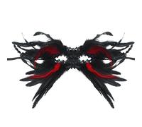 Deguisement Halloween Qui Fait Peur Plume Gothique avec Strass Noirs et Rouge Sang pour Halloween et Noël (C-Black2, 35x10cm)