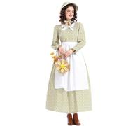 Deguisement Halloween Robe Prairie pour Femme Adulte Historique 19Ème Siècle Tenue Coloniale Américaine Élégante pour Événement Thématique Et Reconstitution avec Poches