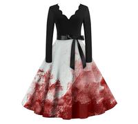 Deguisement Halloween Squelette Infirmière Drole Vampire Déguisement Squelette Robe Rouge Nonne Longue Dentelle Citrouille Gothique Sexy Grande Mariée Demon Deguisement Couple Halloween L