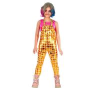 Déguisement Salopette À Losanges Fille - Taille: 7 À 8 Ans (128 Cm) Jaune