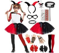 Déguisement Harley Squad Costume Fille Robe Tutu Enfant Headband Bas Gants Épingles à cheveux Carnaval Halloween Cosplay