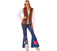 Déguisement Hippie Avec Gilet Pour Femme (Taille Xl) Multicolore