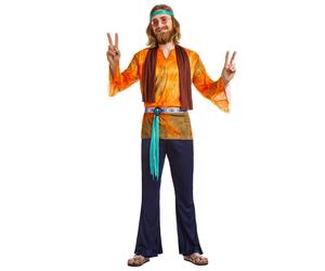 Déguisement Hippie Buzzy Pacificateur Homme Orange, Cuivre, Mandarine
