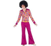 Déguisement Hippie - DisfraZZes - Années 70 - Rose Multicolore - Confortable et Coloré M