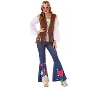 Déguisement Hippie Femme ATOSA Taille M/L - Pantalon, Tunique et Gilet inclus