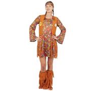 Déguisement Hippie Femme - PTIT CLOWN - PTIT CLOWN - Taille S/M - Marron - Robe+gilet+jambières+bandeau S/M