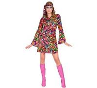 Widmann Déguisement hippie femme Flower Power - robe courte à fleurs et bandeau - Multicolore 70s
