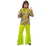 Déguisement Hippie Homme L - Vert - Polyester - Costume années 70
