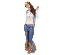 Déguisement Hippie Peace And Love Femme - Taille: Small Bleu
