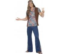 Déguisement hippie peace bleu homme - Polyester - Intérieur L