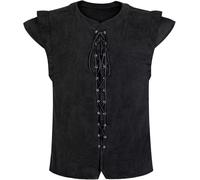Déguisement Homme Adulte Veste Pirate Steampunk Gilet sans Manche a Lacets Costume Médiéval Renaissance Vintage Halloween Noir S