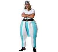 Déguisement Homme Gros Gaulois Bleu - Atosa - Costume De Dessin Animé - Pantalon Et Tee-Shirt - Intérieur Multicolore