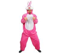 FIESTAS GUIRCA | Costume de Lapin Adulte (52-54/L) - Capuche et Combinaison - Costumes d'Animaux pour Halloween, Carnaval et Fêtes Déguisées - Idéal pour Adultes Unisexe - Rose et Blanc
