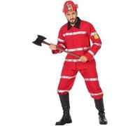 Déguisement Homme Pompier - ATOSA - Costume rouge avec veste et pantalon - Adulte M/L