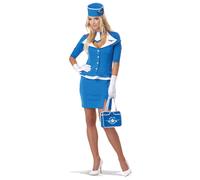 Déguisement Hôtesse De L'air Bleu Femme - Taille: S (38/40) Bleu