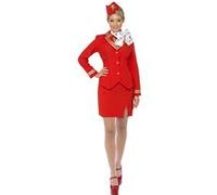 déguisement hôtesse de l'air rouge femme - xl - rouge - smiffys 33873/x1 Rouge G