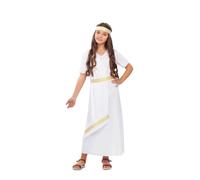 Déguisement Impératrice Romaine Blanche pour fille - Disfrazzes.fr - Coiffe, tunique, manteau et ceinture inclus 5-6 ans