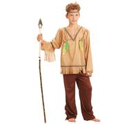 Déguisement Indien Franges Et Col V Garçon - Taille: S 4-6 Ans (110-120 Cm) Marron