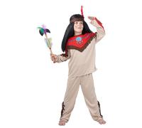 DEGUISE TOI - Déguisement indien beige garçon - Tunique - Pantalon - Bandeau - S 4-6 ans (110-120 cm) - Marron - Déguisements enfants - 100% Polyester - Lavage à sec - Carnaval