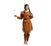 Déguisement Indienne Adulte - Marron - NO NAME - Franges - Plume - Costume Femme M/L