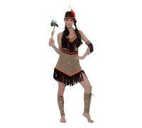 DEGUISE TOI - Déguisement indienne dos nu femme - Robe - Jambières - Tour de bras - Bandeau - XL - Marron - Déguisements adultes - 100% Polyester - A la main - Carnaval