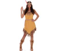 Karnival Costumes Robe indienne pour femme, Costume indien pour femme, Costume indien - Marron/Jaune - Taille M