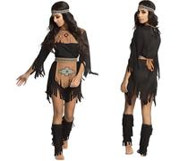 Déguisement indienne louve femme - Indien - Polyester - Adulte - Noir S