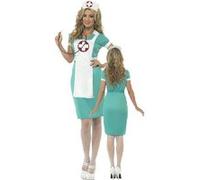Smiffy's Déguisement infirmière du bloc vert avec robe, faux tablier et coiffe Taille M