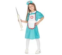 DEGUISE TOI - Déguisement infirmière vert fille - Robe - Coiffe - L 10-12 ans (130-140 cm) - Vert - Déguisements enfants - 100% Polyester - A la main - Carnaval